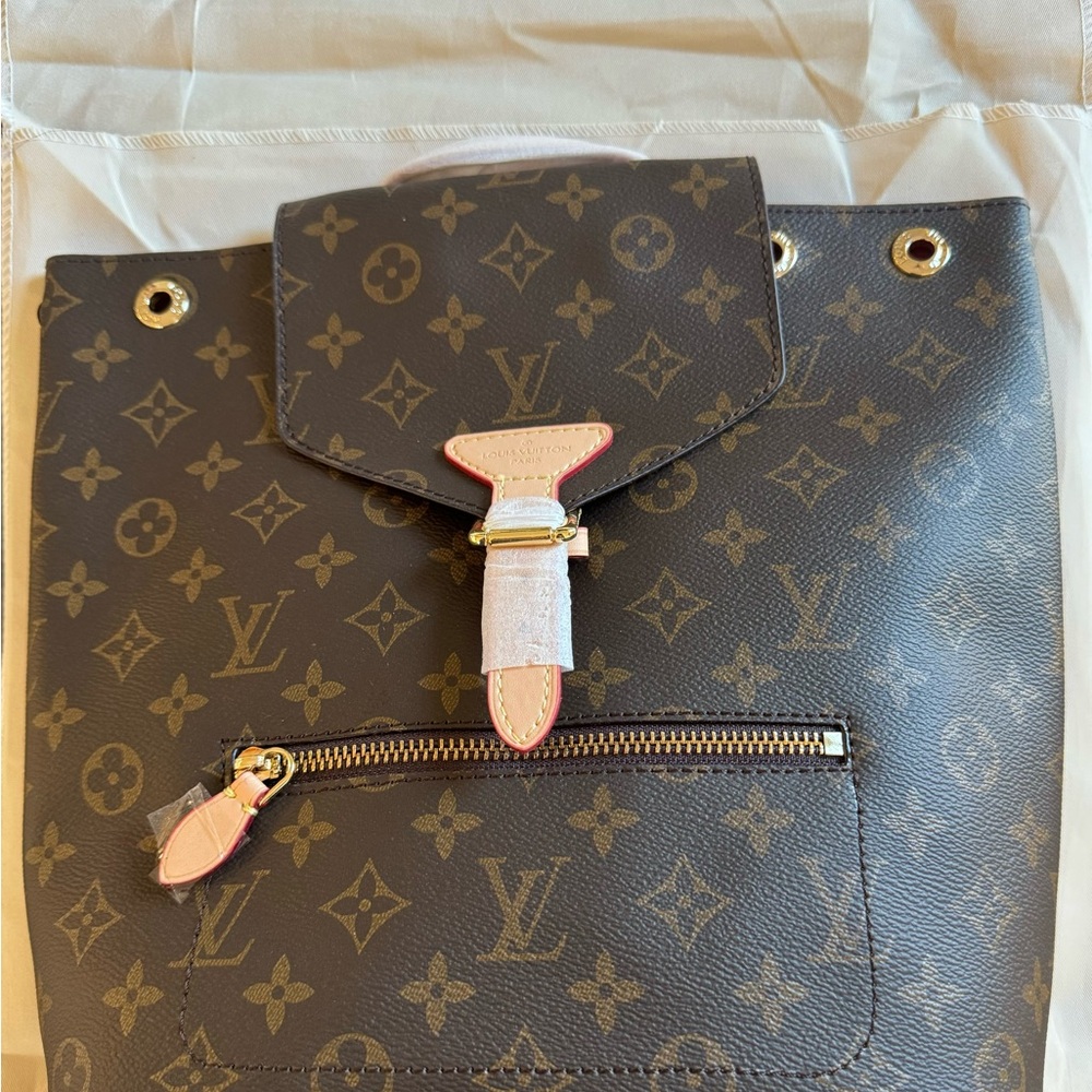 Louis Vuitton Brown Monogram Canvas Handbag with Gold Hardware